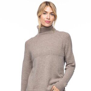 Pura Cashmere Half Ribbed Turtleneck Vintage Khaki Size M